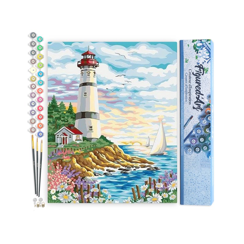 Figured'Art - Peinture par numéro phare sous un ciel .
