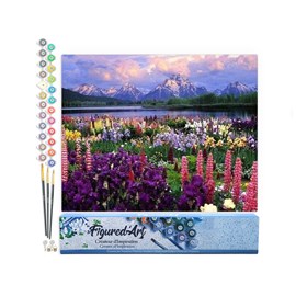 Peinture par numéro fleurs et lac au .