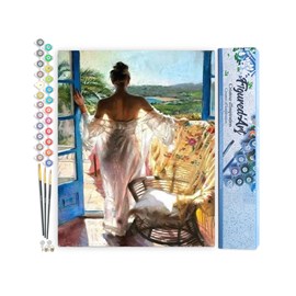 Peinture par numéro femme à sa fenêtre