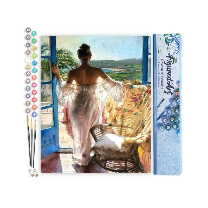 Peinture par numéro femme à sa fenêtre