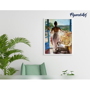 Peinture par numéro femme à sa fenêtre