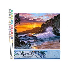 Peinture par numéro falaise et vagues