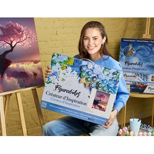 Peinture par numéro arbre rose et nuages