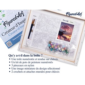 Peinture par numéro arbre rose et nuages