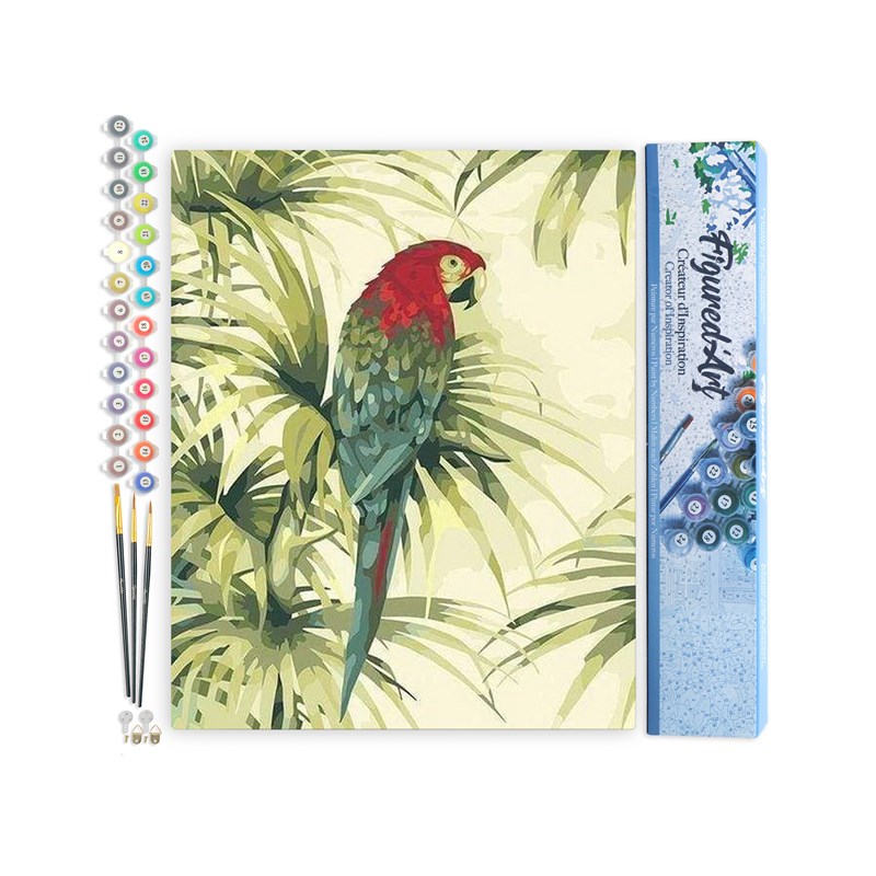 Figured'Art - Peinture par numéro perroquet et plante.