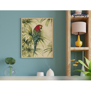Peinture par numéro perroquet et plante.