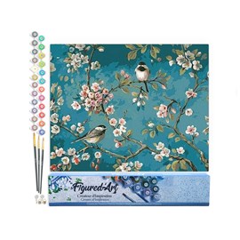 Peinture par numéro fleurs et oiseaux 2