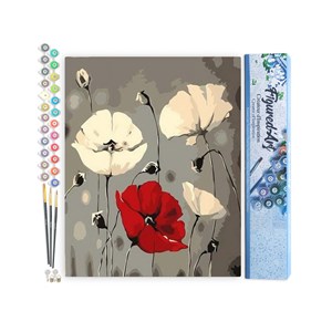 Peinture par numéro fleurs rouge et .