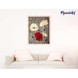 Peinture par numéro fleurs rouge et .
