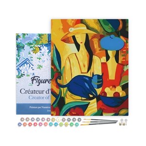 Peinture par numéro femmes et chat bleu