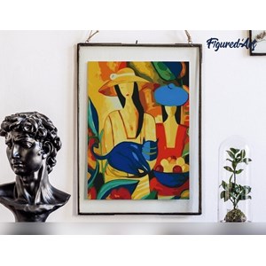 Peinture par numéro femmes et chat bleu