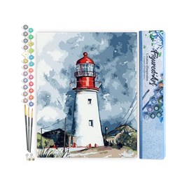 Peinture par numéro phare sous un ciel .