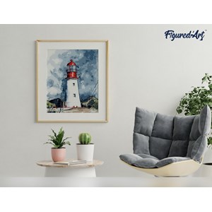 Peinture par numéro phare sous un ciel .