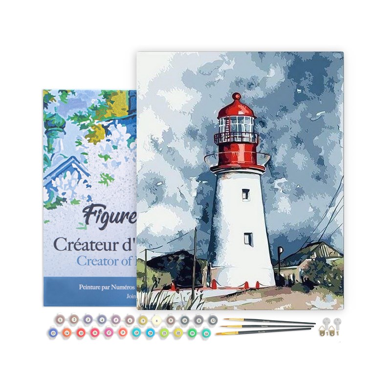 Figured'Art - Peinture par numéro phare sous un ciel .