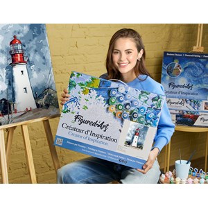 Peinture par numéro phare sous un ciel .