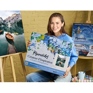 Peinture par numéro barque et lac de .