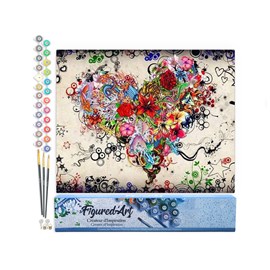 Peinture par numéro coeur de fleurs