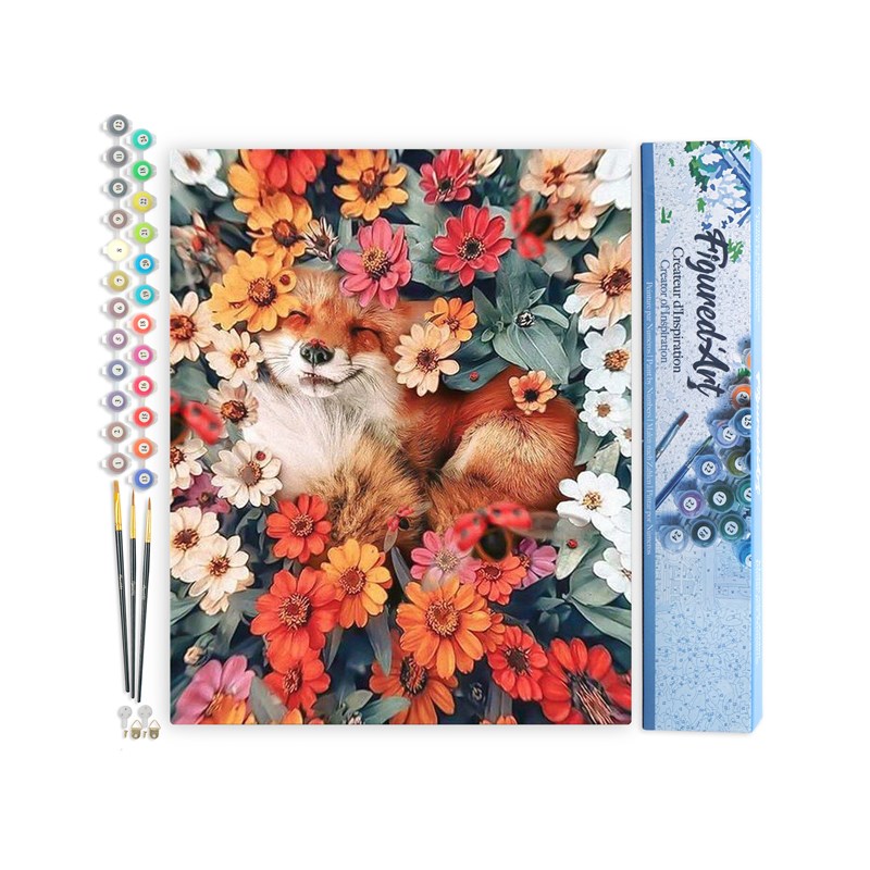 Peinture par numéro petit renard caché .