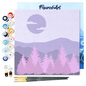 Mini peinture par numéro forêt de sapins