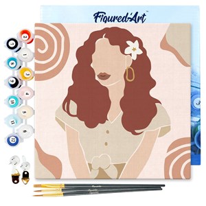 Mini peinture par numéro femme et fleur.