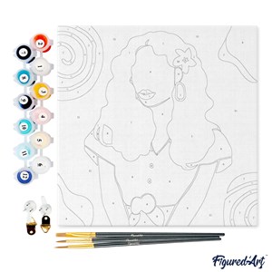 Mini peinture par numéro femme et fleur.