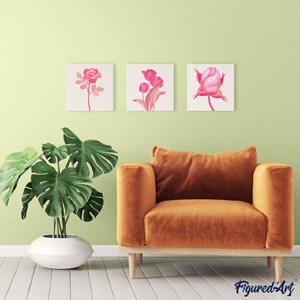 Mini peinture par numéro 3 tulipes roses