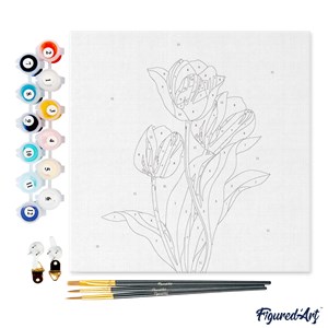 Mini peinture par numéro 3 tulipes roses