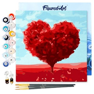 Mini peinture par numéro arbre rouge .