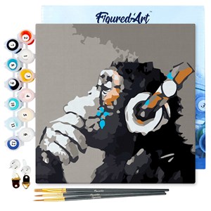 Mini peinture par numéro singe casque .