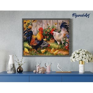 Diamond painting la ferme des coqs