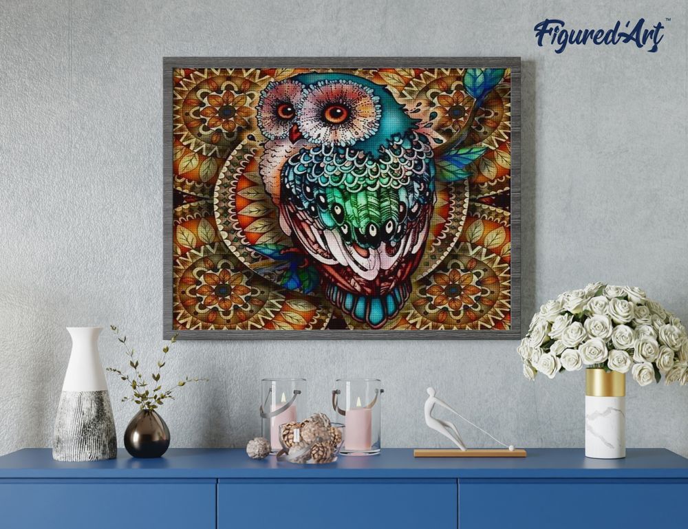 Diamond Painting Set, Tableau Avec Motif Loups Et Accessoires