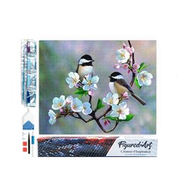 Diamond painting petits oiseaux fleurs.