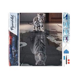 Diamond painting reflet tigre et lion