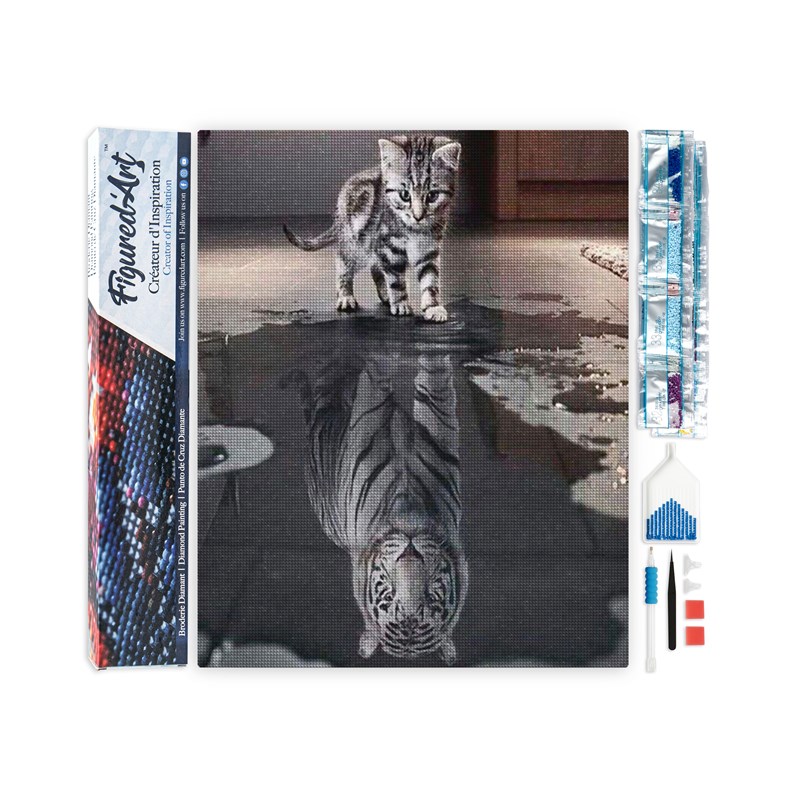 Diamond painting reflet tigre et lion