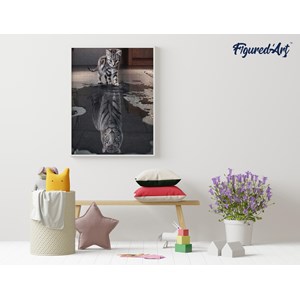 Diamond painting reflet tigre et lion