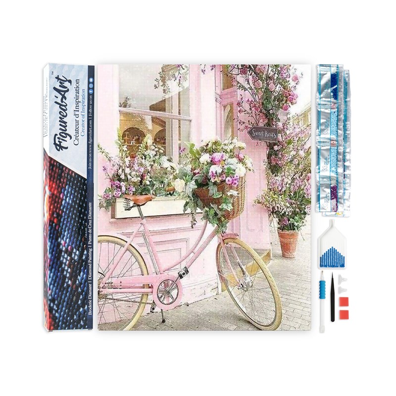 Diamond painting bicyclette rose