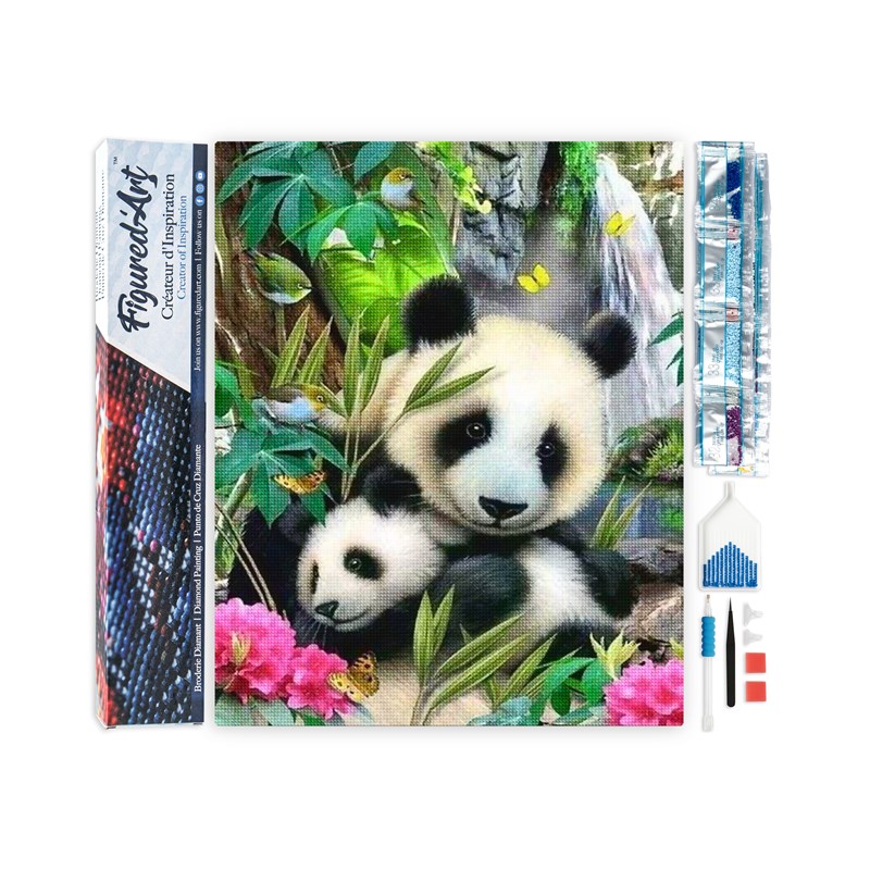 Diamond painting famille de pandas