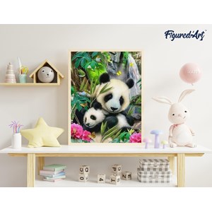 Diamond painting famille de pandas