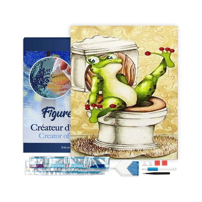 Broderie Diamant Gros Plan Grenouille