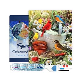 Broderie diamant oiseaux dans le jardin