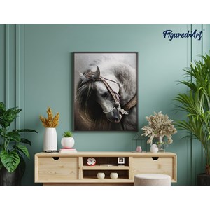 Diamond painting cheval gris élégant