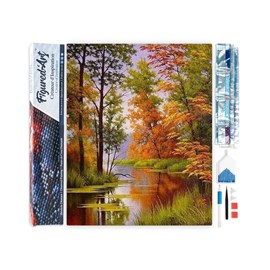 Diamond painting lac en automne