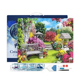 Broderie diamant en bois joli jardin