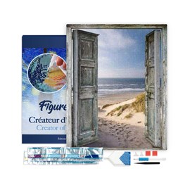 Broderie diamant porte ouverte la plage