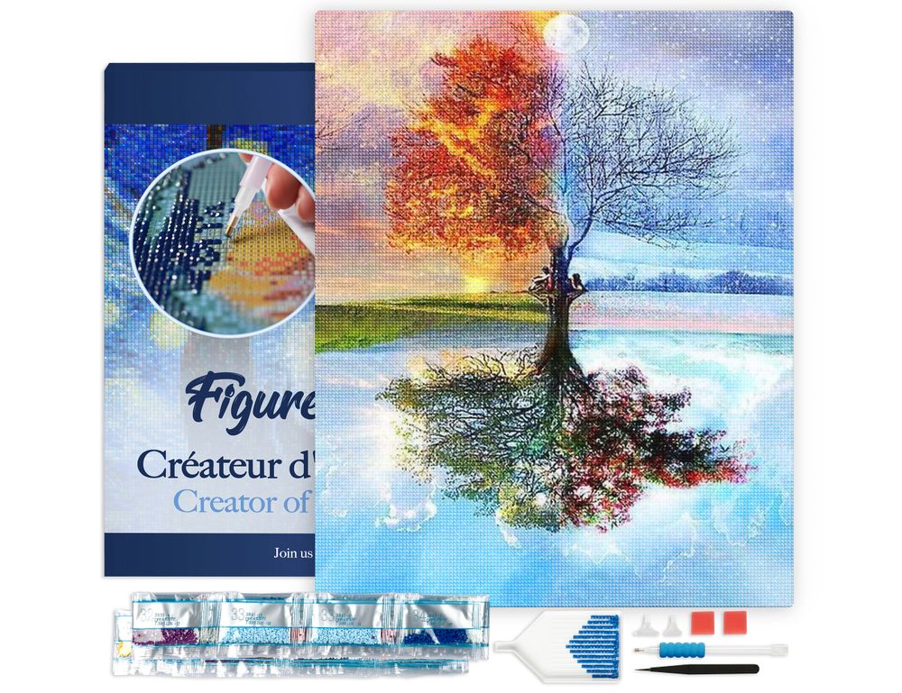 Tableau Toile Abstrait Ikon Canvas Art – Arbre Gris Et Bleu – Impression Sur Toile Encadrée