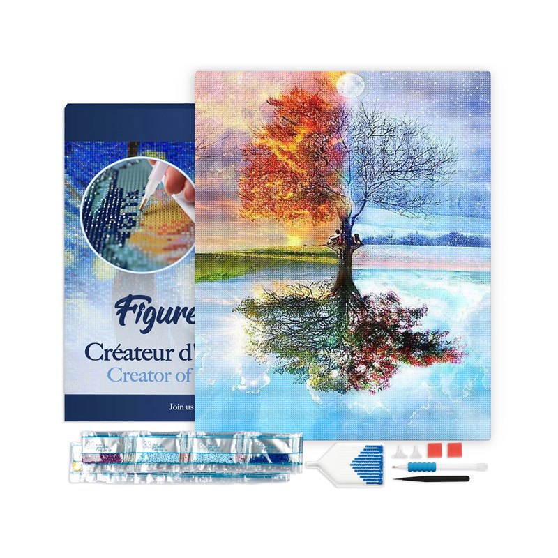 Broderie diamant arbre 4 saisons