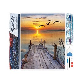 Diamond painting ponton sur lac