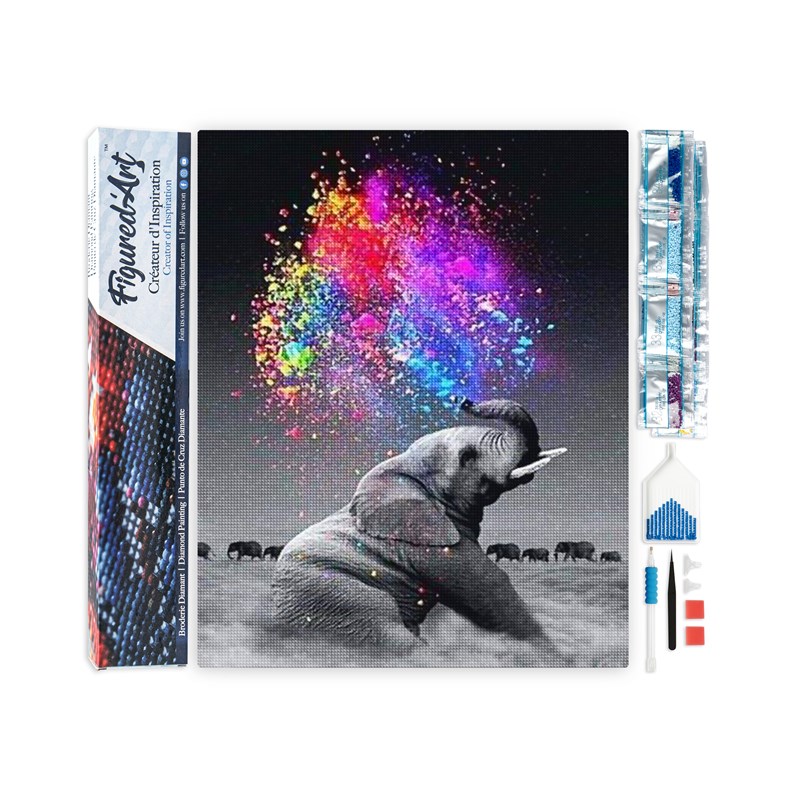 Diamond painting eléphant et couleurs