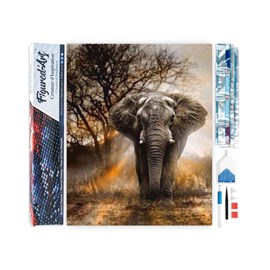 Diamond painting eléphant dans la savane