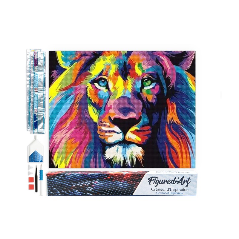 Diamond painting lion pop art
